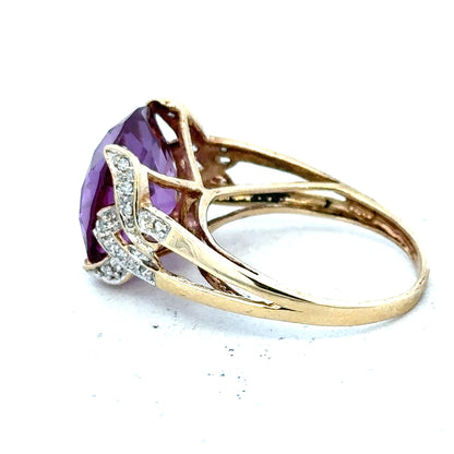 9ct yellow gold diamond ring in size M, featuring a sparkling diamond setting on a sleek, unbranded band.