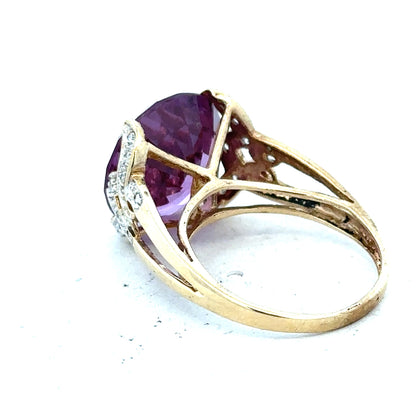 9ct yellow gold diamond ring in size M with a sleek band and sparkling diamonds, unbranded jewelry piece.