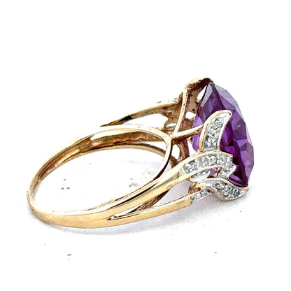 9ct yellow gold diamond ring in size M, featuring a sparkling diamond setting and a classic, elegant design.