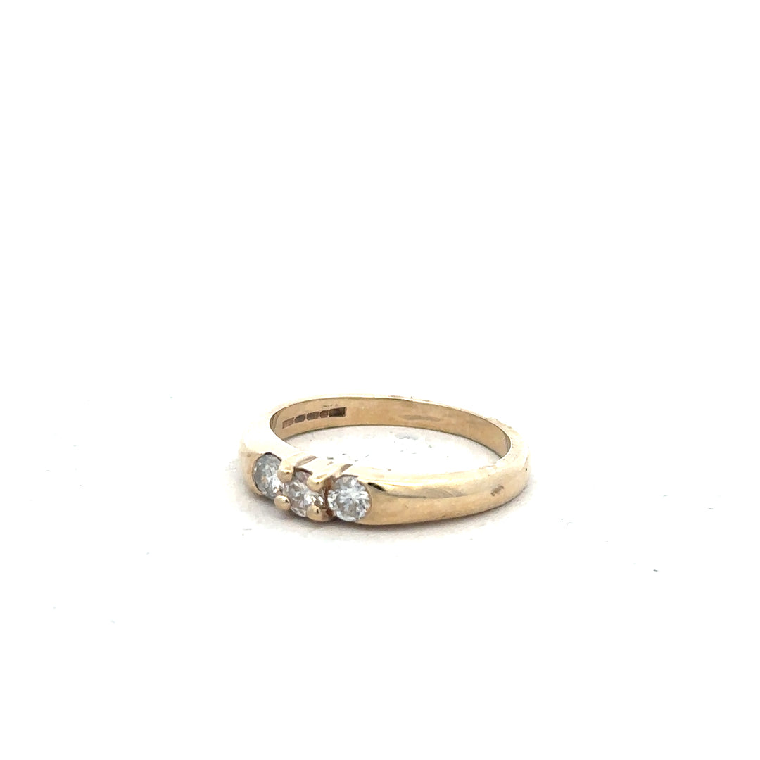 9ct yellow gold diamond ring in size M with sparkling diamonds, featuring a sleek and elegant design.