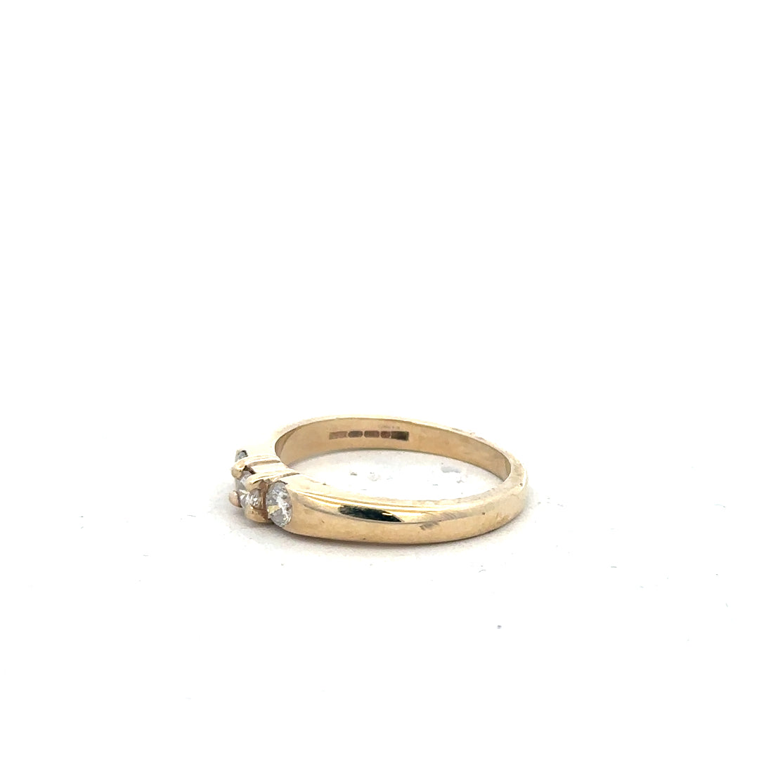 9ct yellow gold diamond ring in size M with sparkling diamonds, showcasing an elegant and classic jewelry design.