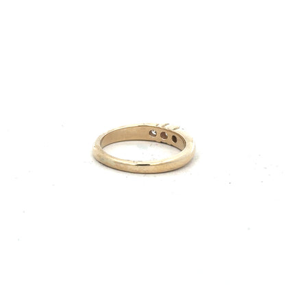 9ct yellow gold diamond ring in size M with a sparkling diamond, unbranded jewelry showcasing elegant craftsmanship.
