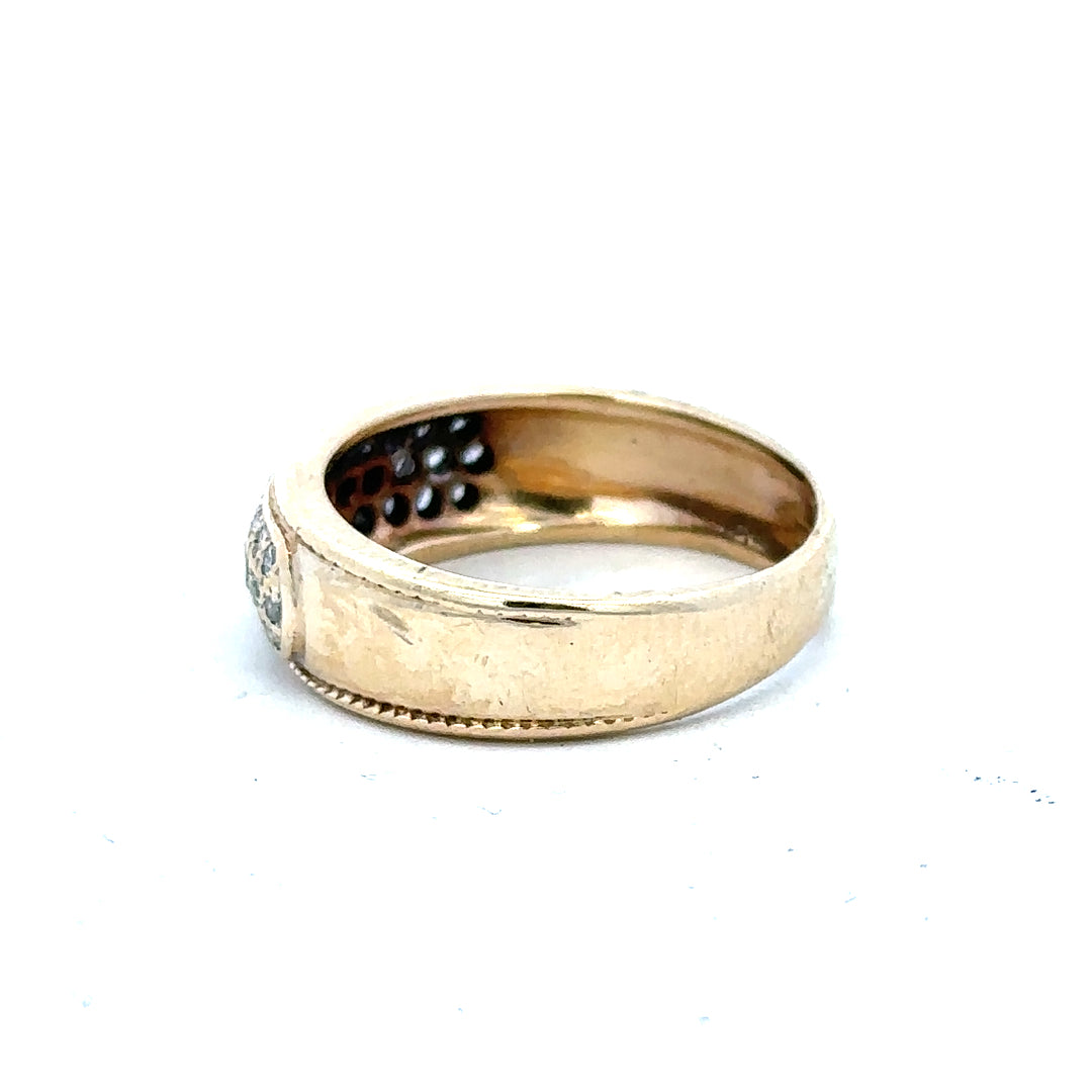9ct yellow gold diamond ring in size M with sparkling diamonds, crafted for elegant jewelry style.