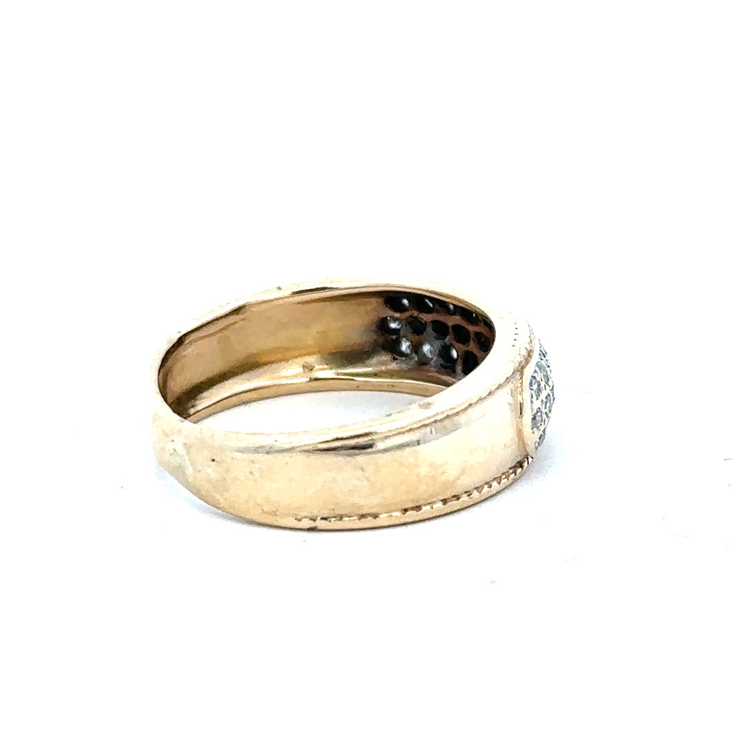 9ct yellow gold diamond ring in size M with sparkling diamonds, crafted with elegant design and fine craftsmanship.
