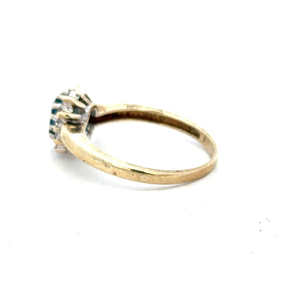 9ct yellow gold diamond ring in size M with sparkling diamonds, showcasing a elegant jewelry design.