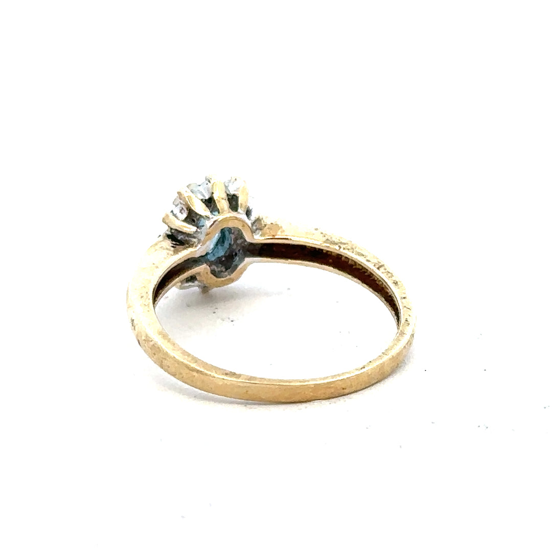 9ct yellow gold diamond ring in size M with sparkling diamonds, unbranded jewelry featuring elegant design.