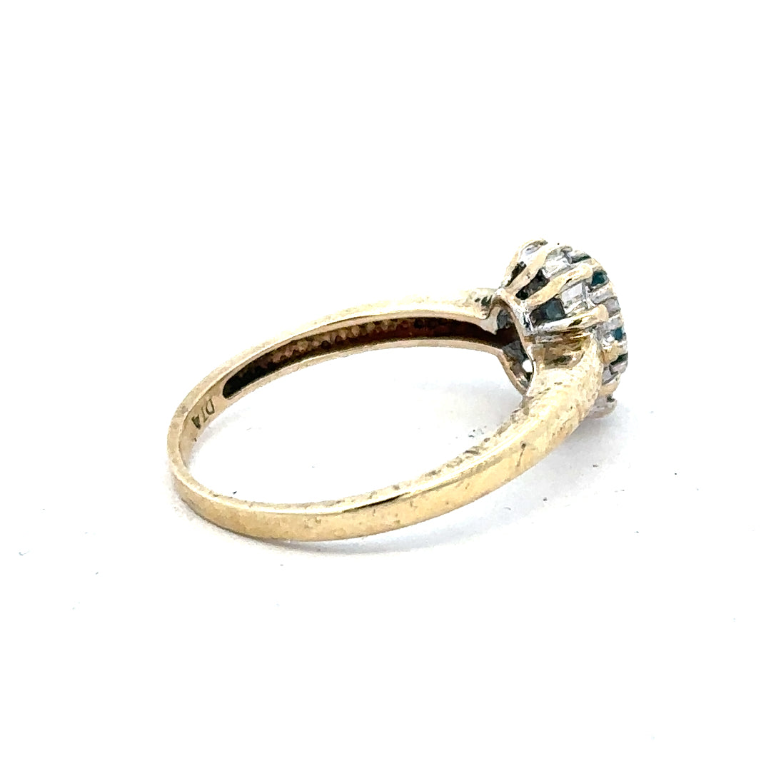 9ct yellow gold diamond ring in size M with sparkling diamonds, showcasing elegant craftsmanship and classic jewelry style.