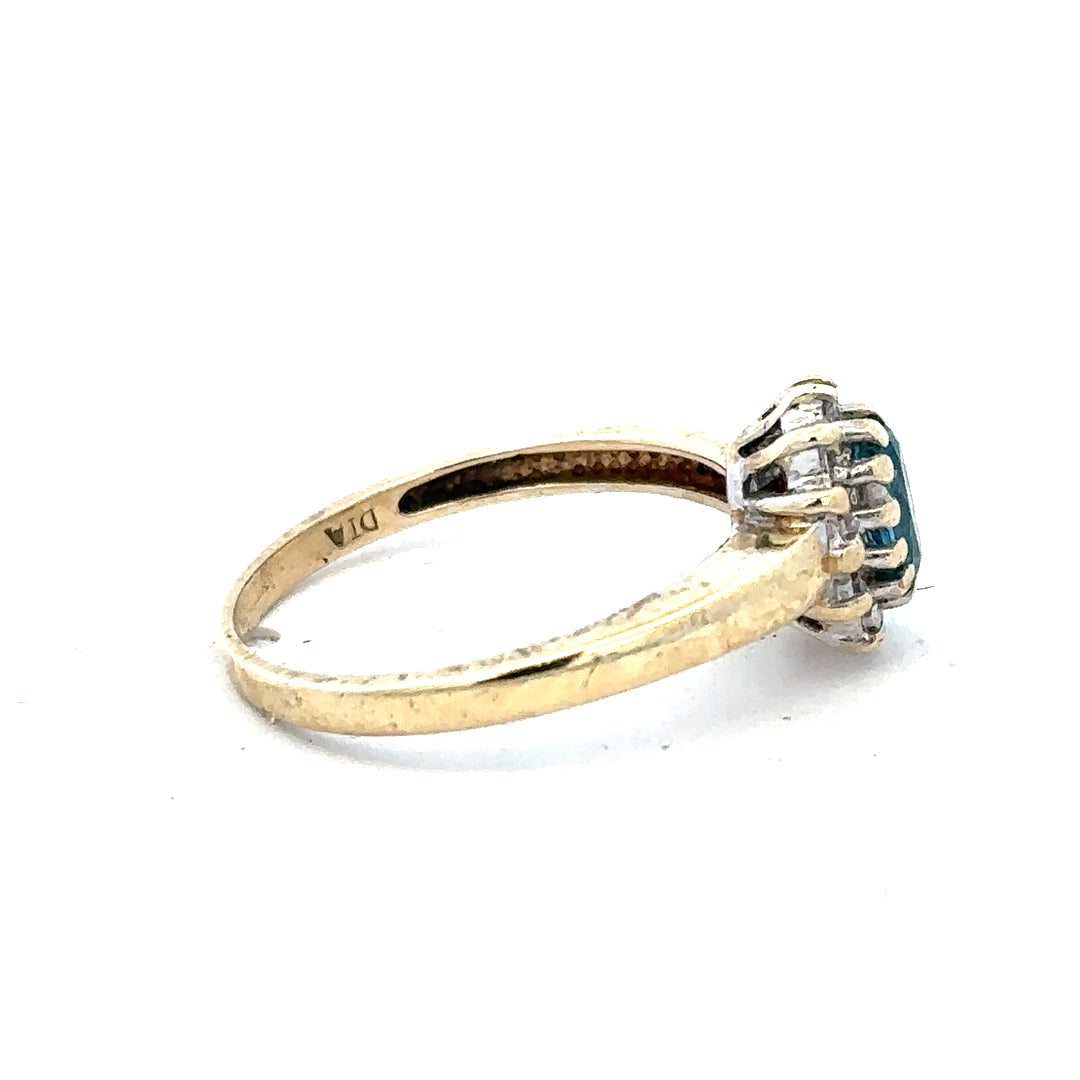 9ct yellow gold diamond ring in size M with sparkling diamonds, unbranded jewelry displayed on a neutral background.
