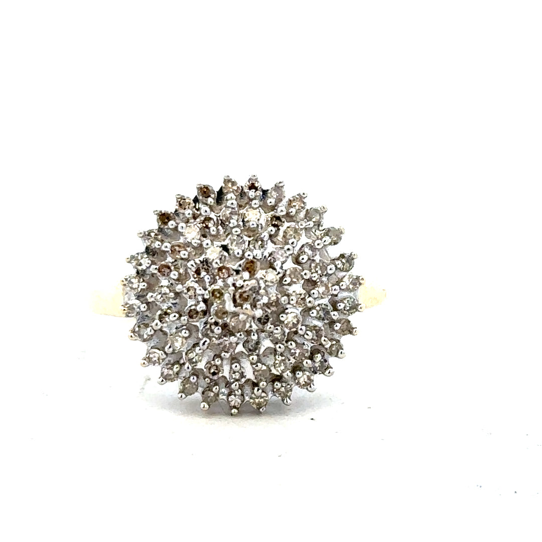 9ct yellow gold diamond ring in size M with sparkling diamonds, unbranded jewelry, showcasing elegant craftsmanship.