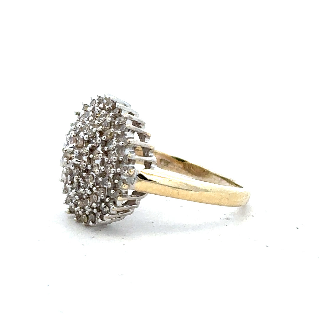 9ct yellow gold diamond ring in size M with sparkling diamonds, unbranded, elegant jewelry for special occasions.
