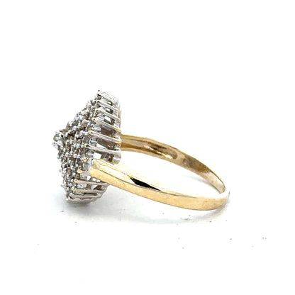 9ct yellow gold diamond ring in size M with sparkling diamonds, featuring a classic and elegant design.