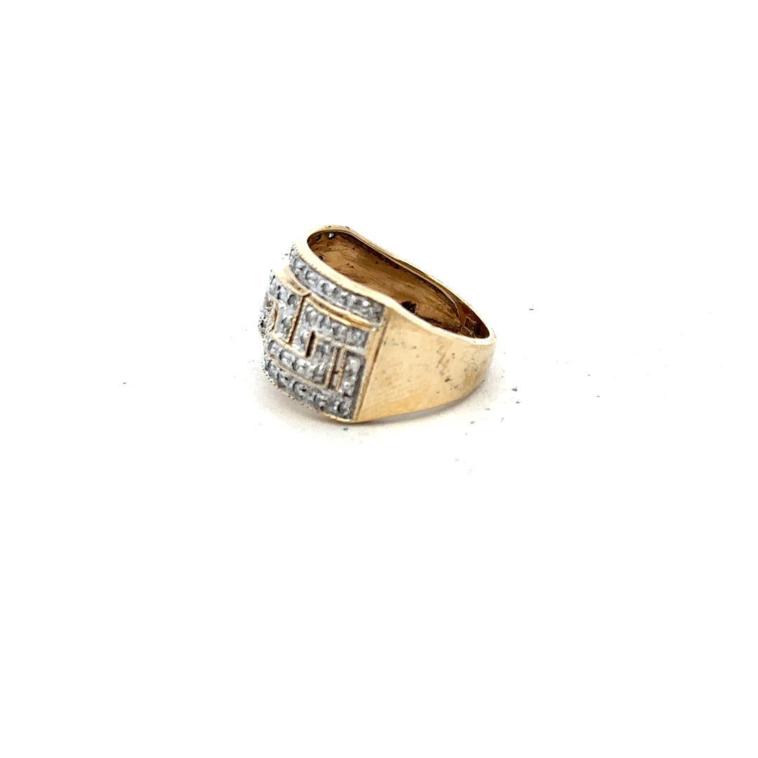 9ct yellow gold diamond ring in size M with sparkling diamonds, unbranded jewelry showcasing elegant craftsmanship.