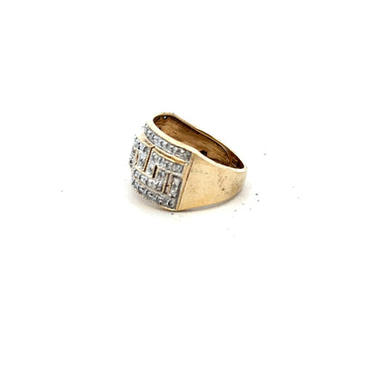 9ct yellow gold diamond ring in size M with sparkling diamonds, unbranded jewelry showcasing elegant craftsmanship.