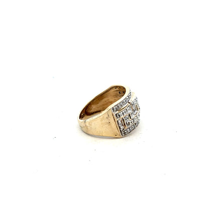 9ct yellow gold diamond ring in size M with sparkling diamonds, featuring a sleek and elegant design.