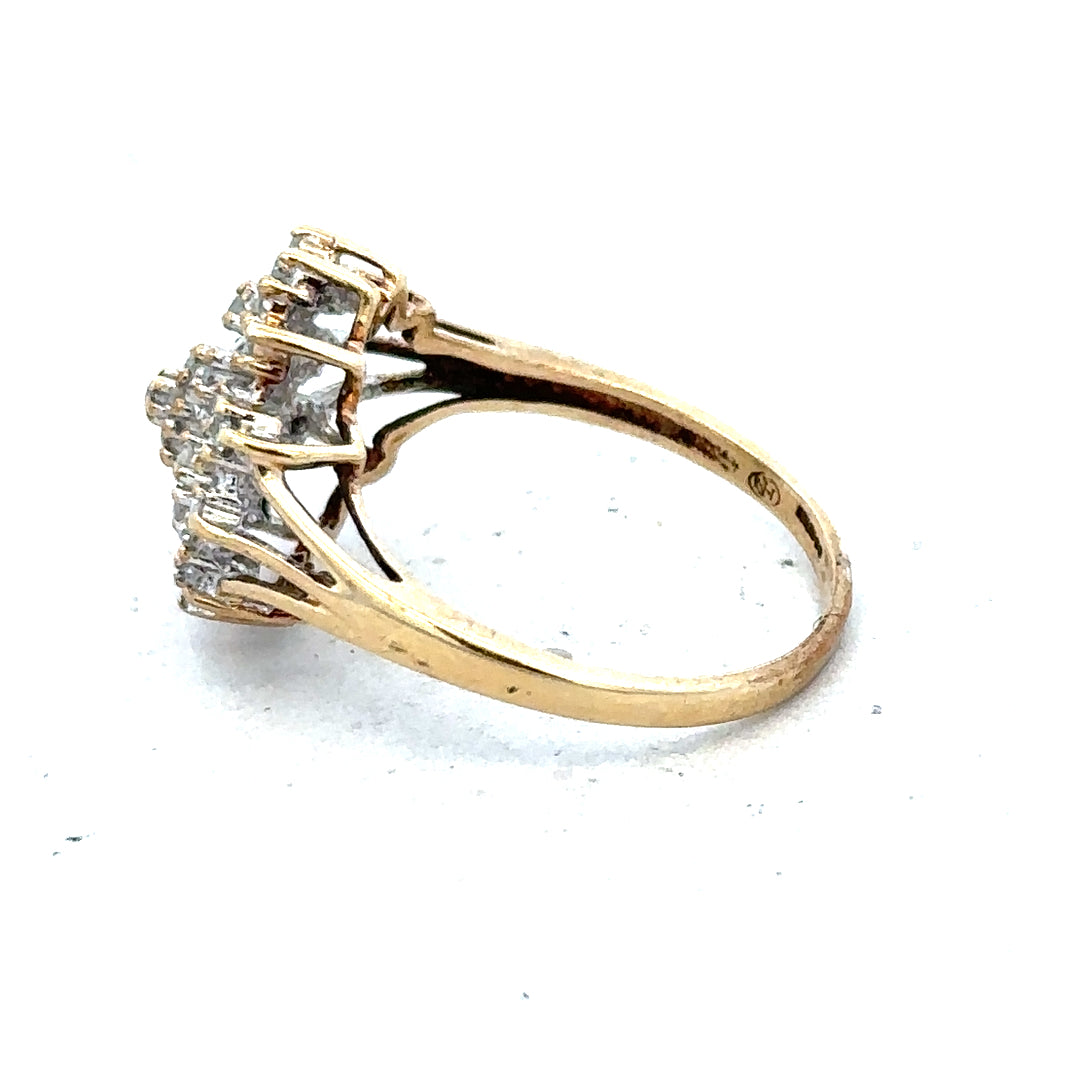 9ct yellow gold diamond ring in size M1/2 with a delicate design, weighing 2.4 grams, unbranded jewelry.