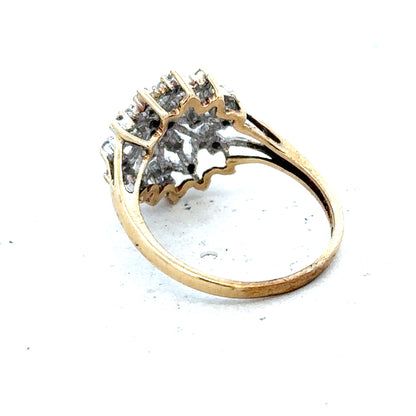 9ct yellow gold diamond ring in size M1/2, weighing 2.4g, featuring a sparkling diamond setting on a sleek band.