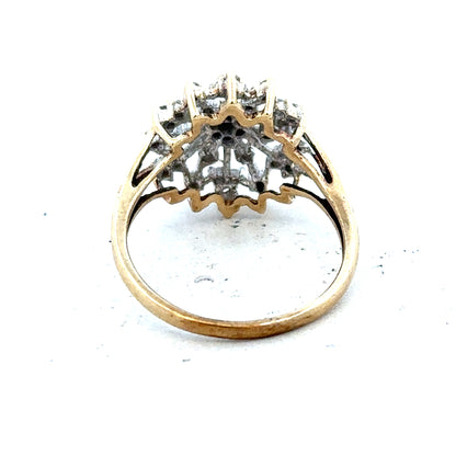 9ct yellow gold diamond ring in size M1/2 with 2.4g weight, featuring a sparkling diamond setting.