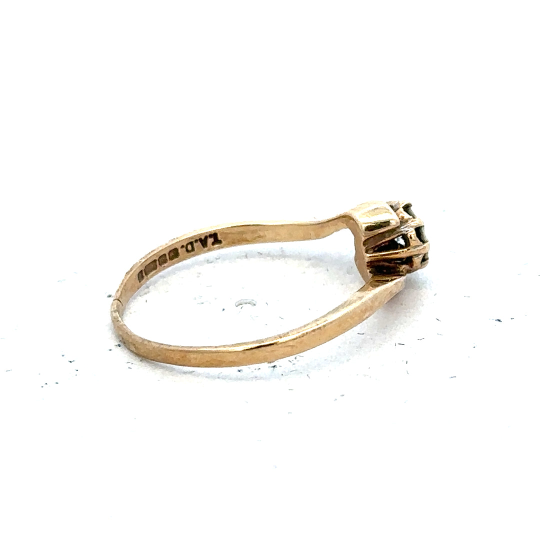9ct yellow gold diamond ring in size M1/2 with sparkling diamonds, showcasing elegant jewelry design.