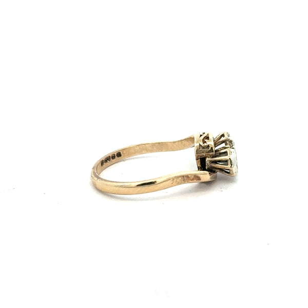 9ct yellow gold diamond ring size M1/2 with sparkling diamonds, showcasing a classic, elegant jewelry design.