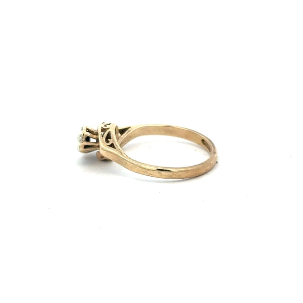 9ct yellow gold diamond ring in size M1/2, featuring a sparkling diamond setting and a classic design.