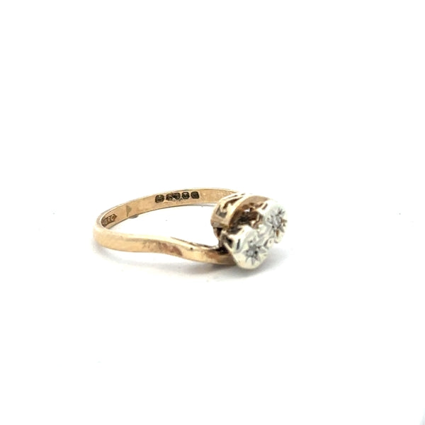9ct yellow gold diamond ring in size M1/2, featuring a sparkling diamond setting on an unbranded jewelry piece.