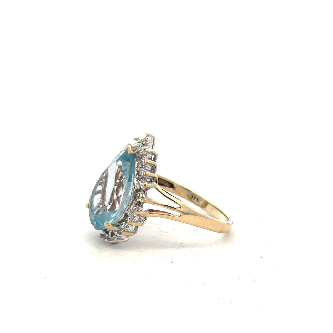 9ct yellow gold diamond ring size M1/2 with sparkling diamonds, featuring a classic and elegant design.