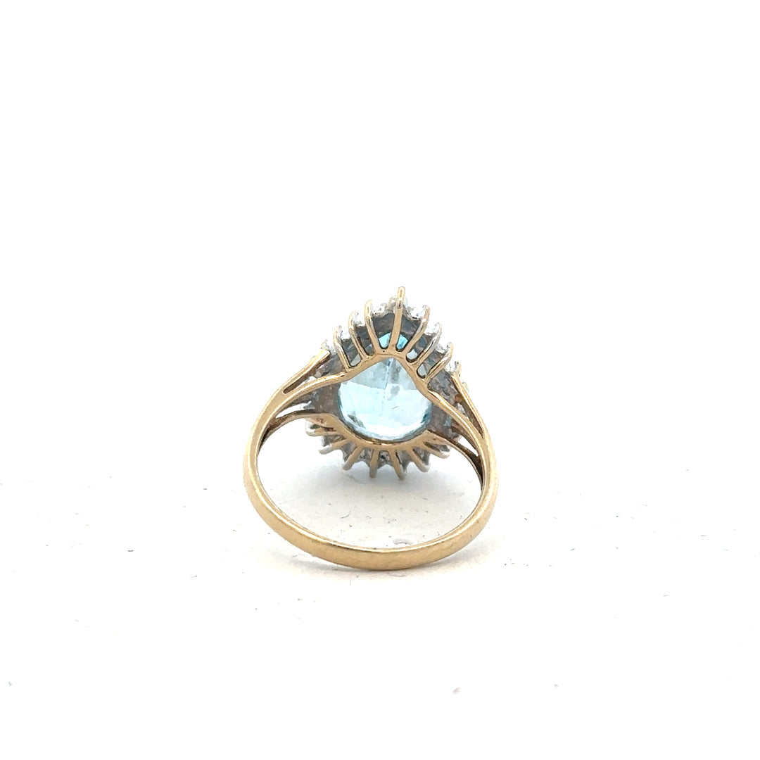 9ct yellow gold diamond ring size M1/2 with sparkling diamonds, showcasing elegant jewelry craftsmanship.