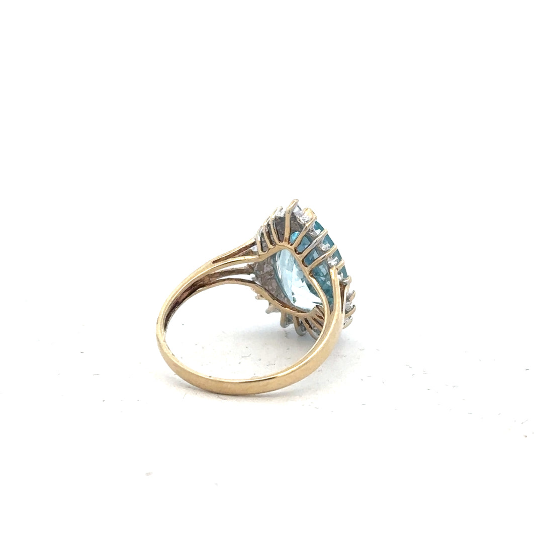 9ct yellow gold diamond ring in size M1/2 with sparkling diamonds, elegant jewelry piece with a polished gold band.