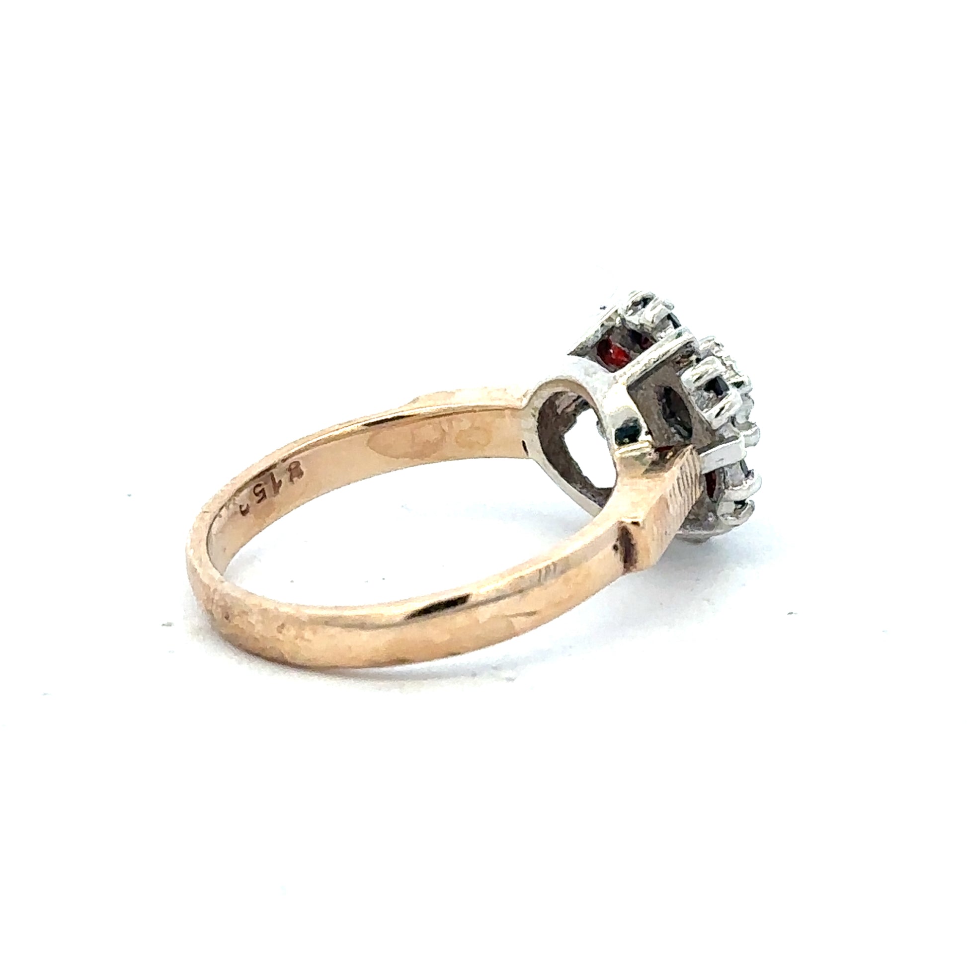 9ct yellow gold diamond ring size M1/2 with sparkling diamonds, showcasing elegant jewelry design and craftsmanship.