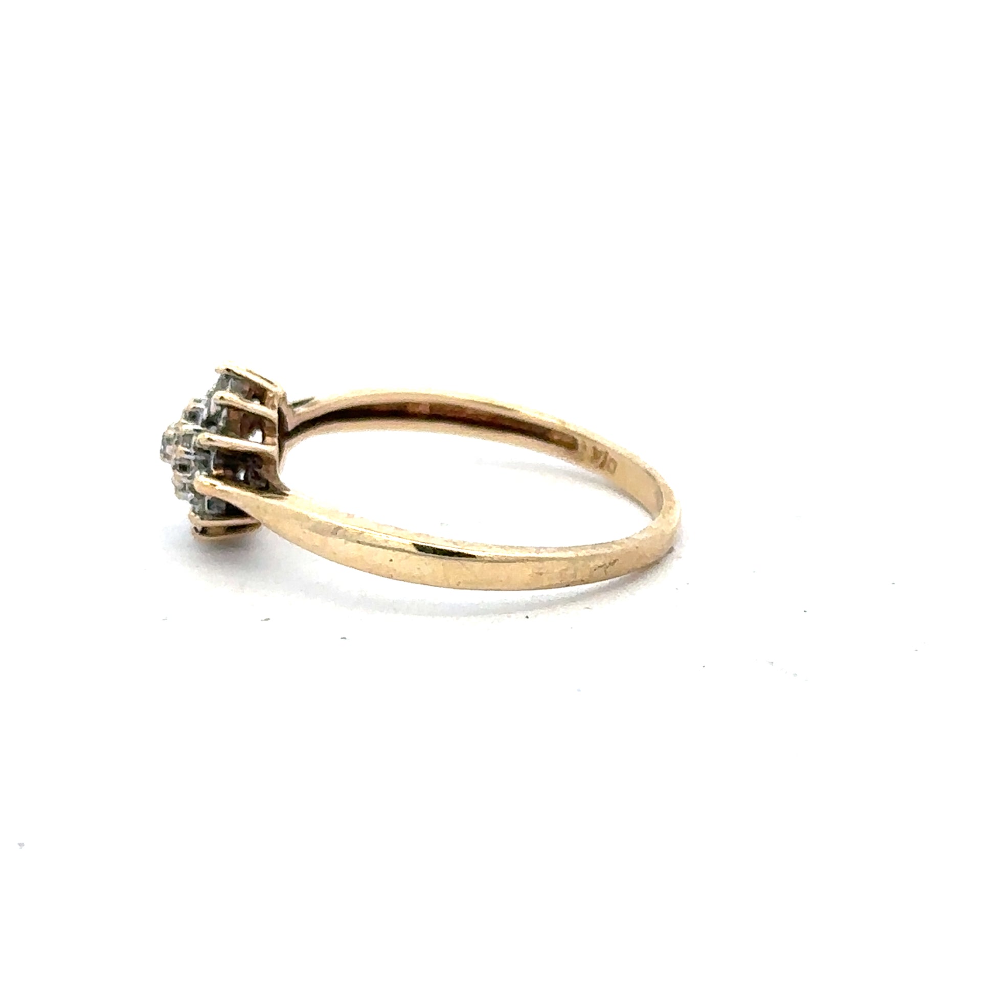 9ct yellow gold diamond ring in size M1/2, featuring a sparkling diamond set on a simple gold band.
