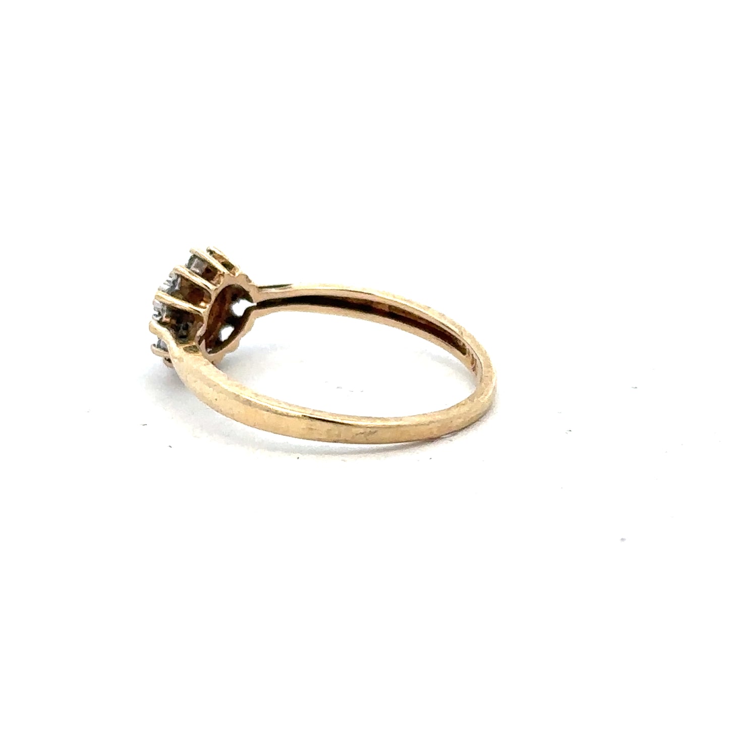 9ct yellow gold diamond ring size M1/2 with sparkling diamonds, showcasing a delicate and elegant jewelry design.