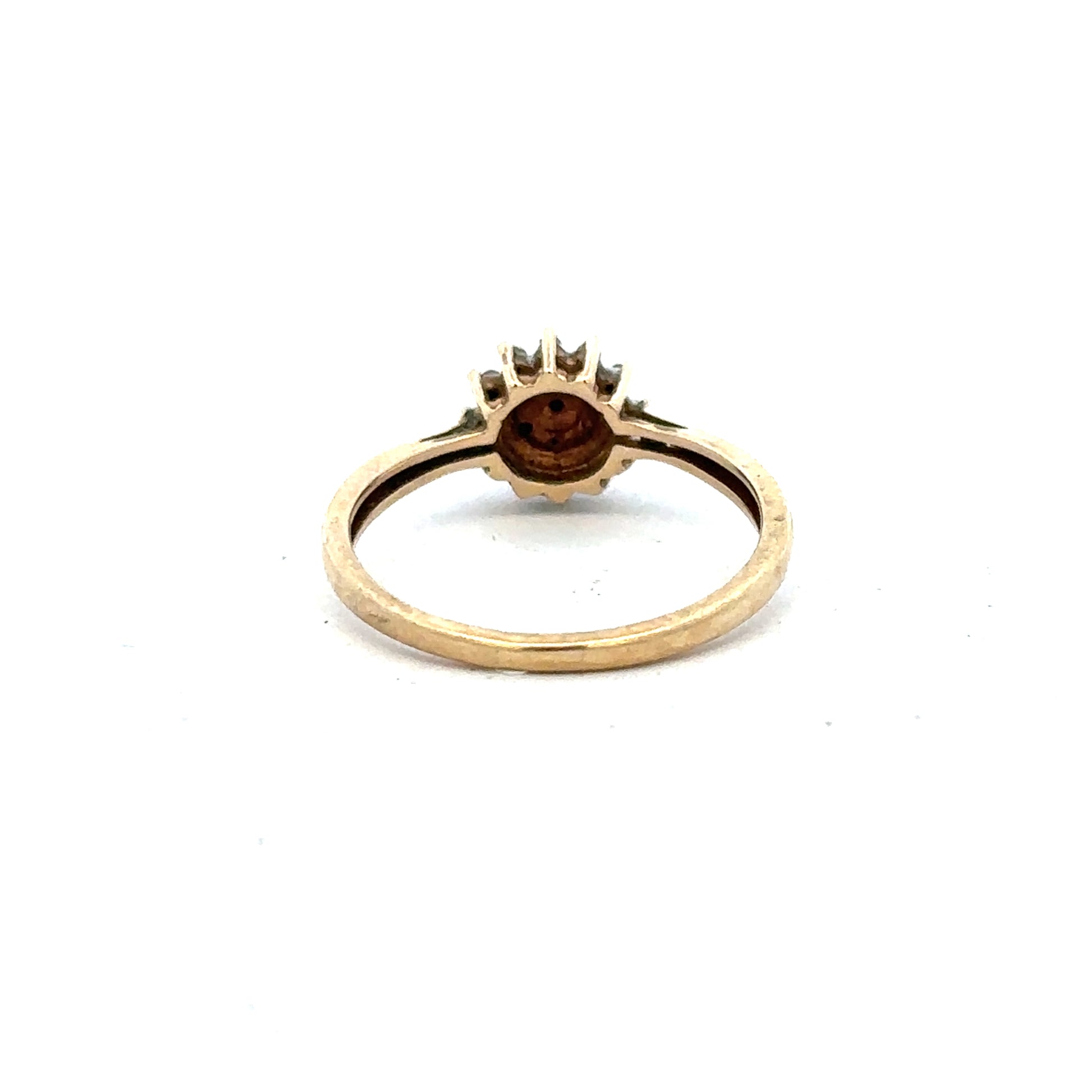 9ct yellow gold diamond ring size M1/2, unbranded, with sparkling diamonds and a sleek band design.