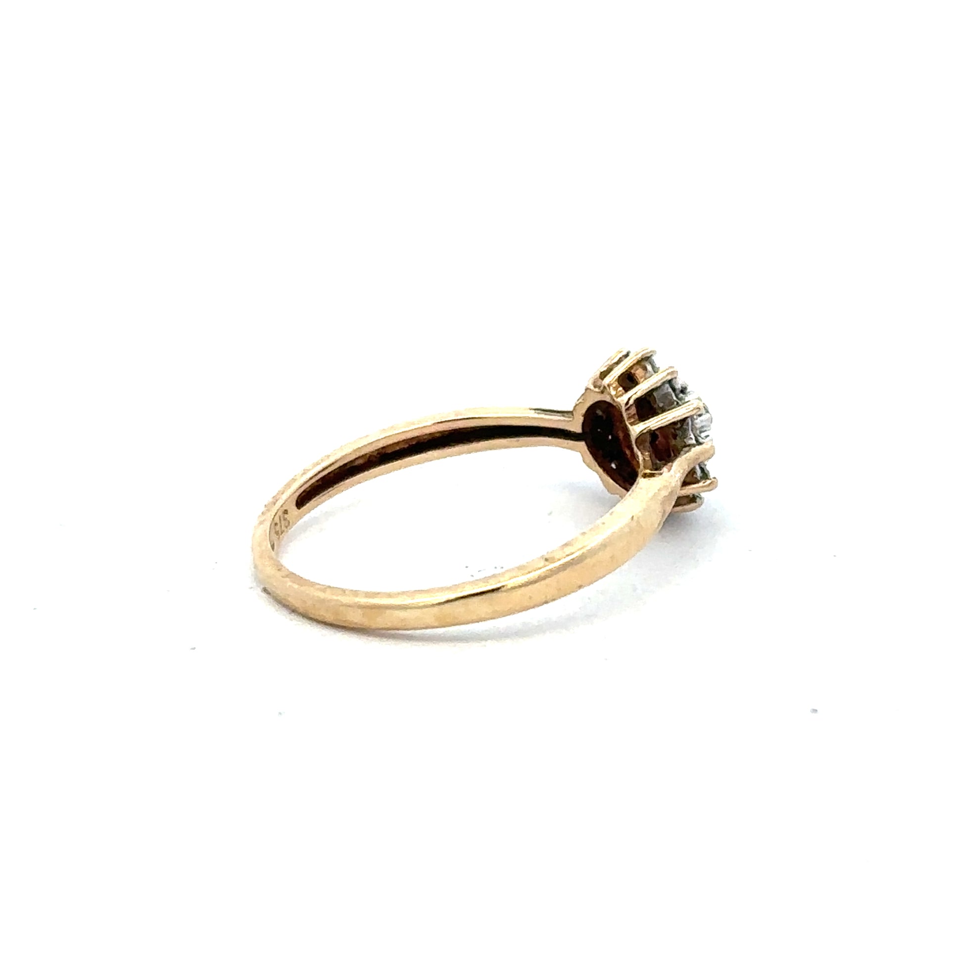 9ct yellow gold diamond ring in size M½ featuring a sparkling diamond setting, unbranded jewelry piece for elegant wear.