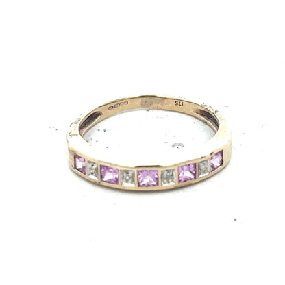 9ct yellow gold diamond ring in size N featuring a sparkling diamond set in a classic band.