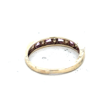 9ct yellow gold diamond ring in size N with sparkling diamonds, showcasing elegant craftsmanship and polished finish.