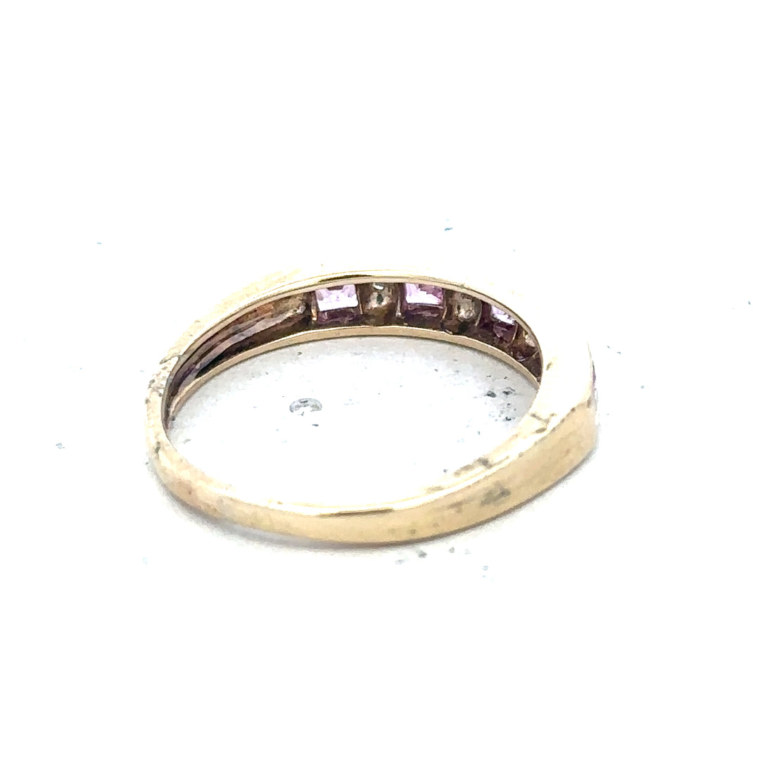 9ct yellow gold diamond ring in size N with sparkling diamonds, showcasing elegant craftsmanship and classic jewelry design.