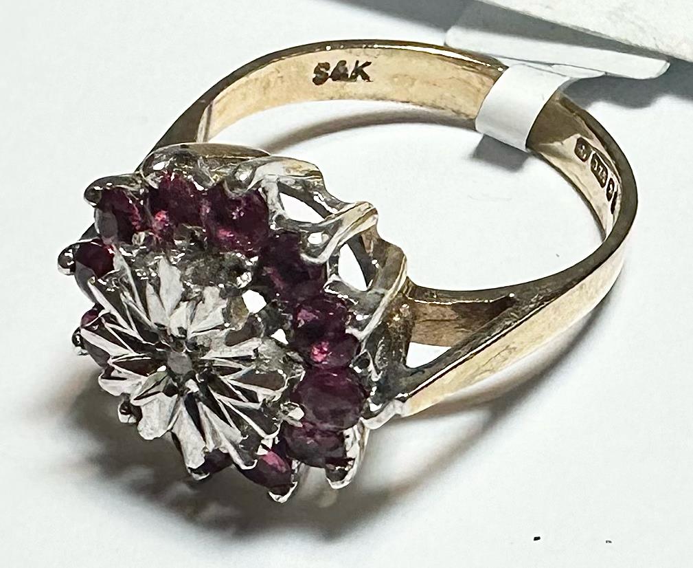 9ct yellow gold diamond ring in size N with sparkling diamonds, showcasing elegant jewelry design.