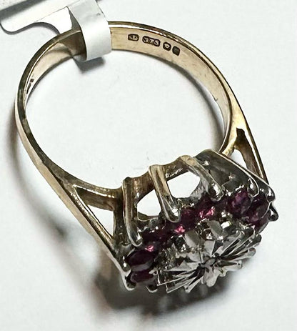 9ct yellow gold diamond ring in size N with a sparkling central diamond and elegant band design.