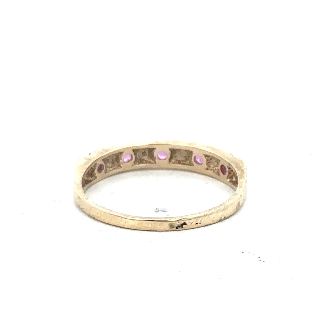 9ct yellow gold diamond ring in size N with sparkling diamonds, showcasing elegant jewelry design.