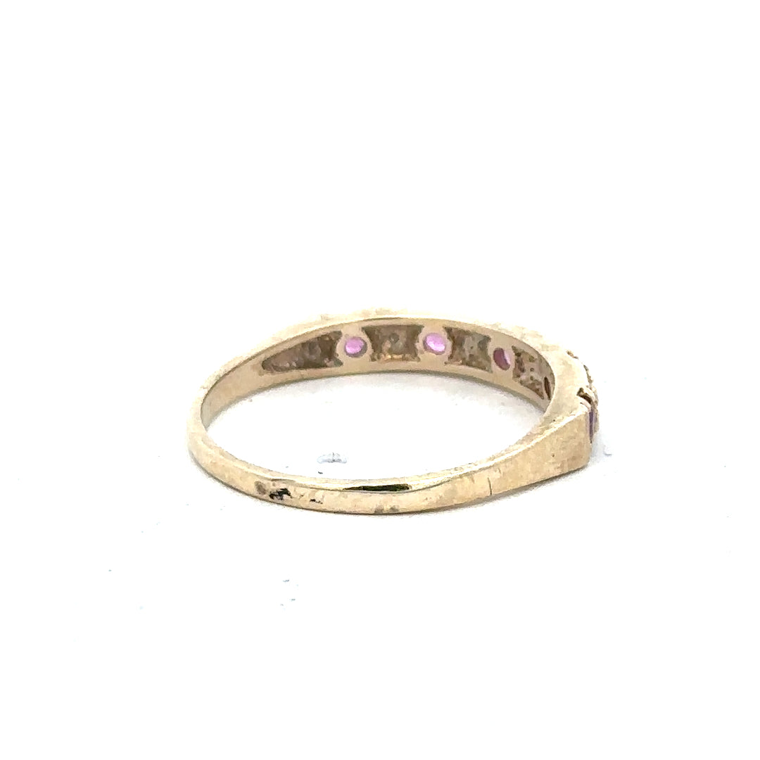 9ct yellow gold diamond ring in size N with sparkling diamonds, showcasing elegant jewelry design.