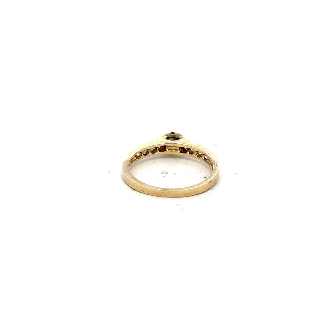 9ct yellow gold diamond ring in size N, featuring a sparkling diamond and a classic band design.