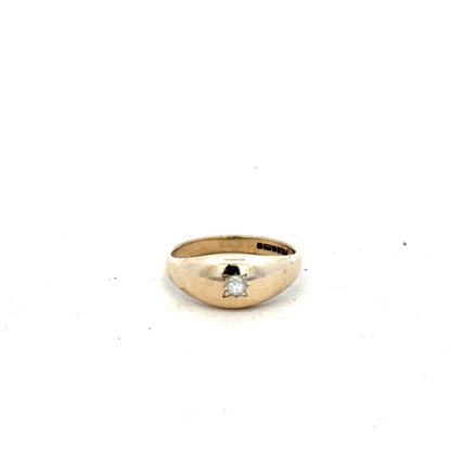 9ct yellow gold diamond ring in size N with a sparkling diamond, featuring a simple and elegant design.