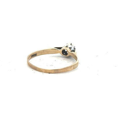 9ct yellow gold diamond ring in size O with sparkling diamonds, unbranded jewelry displayed on a plain background.