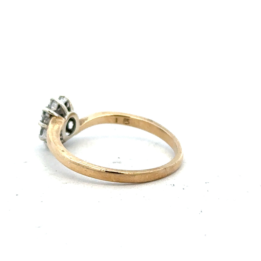 9ct yellow gold diamond ring in size O, featuring a sparkling diamond and a sleek, polished band.