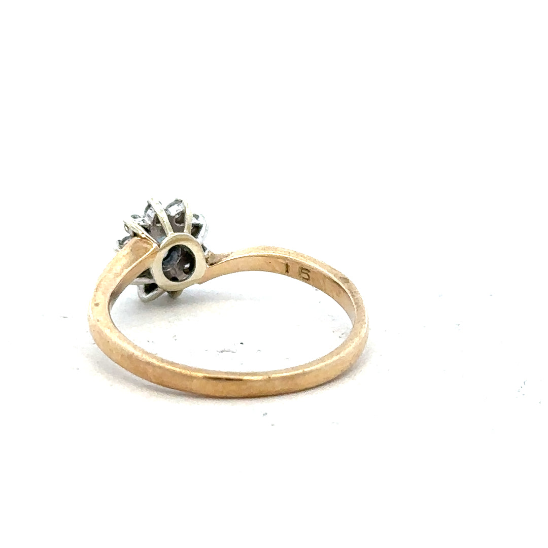 9ct yellow gold diamond ring in size O with a sparkling central diamond, featuring a sleek and elegant design.