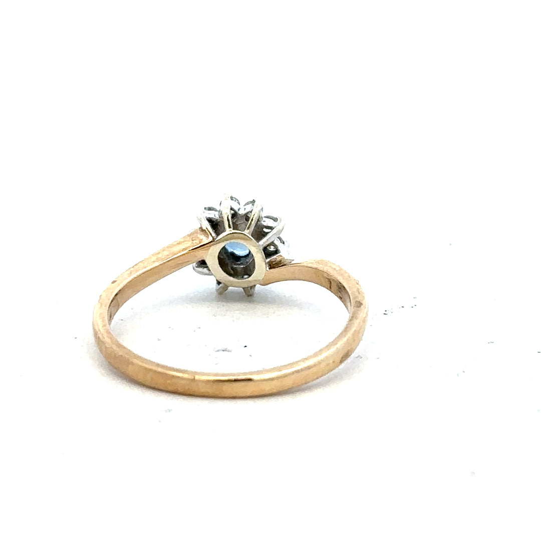 9ct yellow gold diamond ring in size O with sparkling diamonds, featuring a simple elegant design.