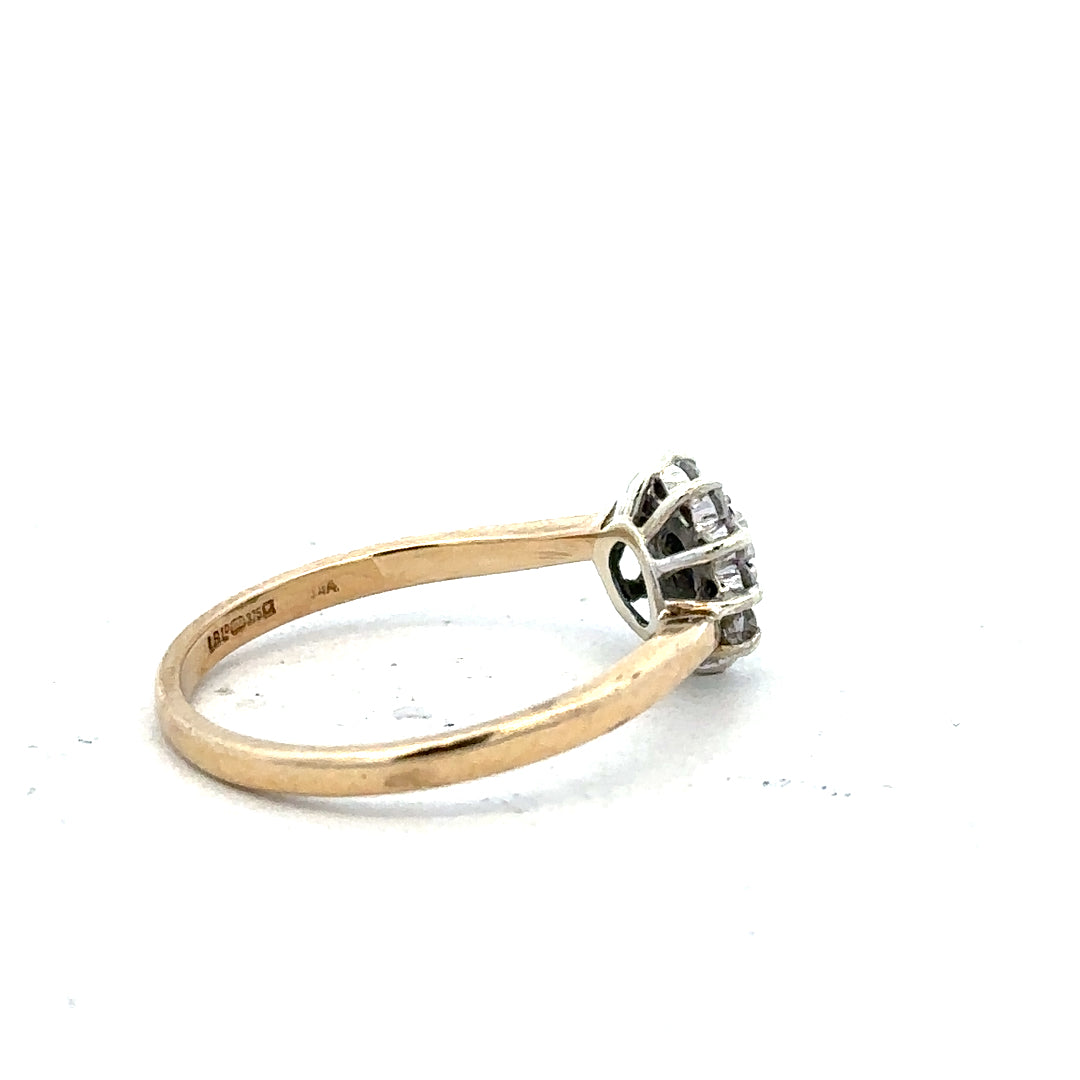 9ct yellow gold diamond ring in size O with sparkling diamonds, showcasing a classic and elegant jewelry design.