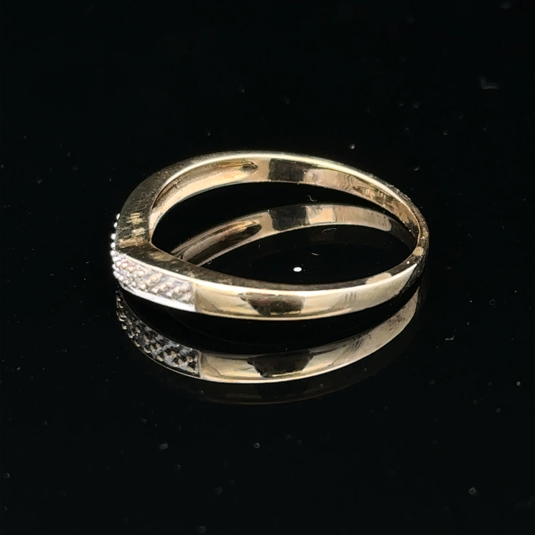 9ct yellow gold diamond ring in size P, featuring a sparkling diamond set in an elegant band.