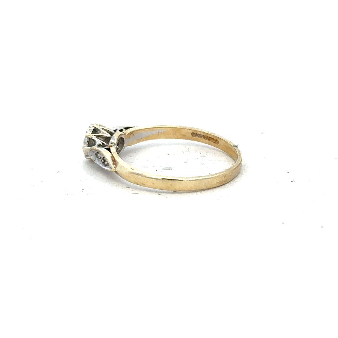9ct yellow gold diamond ring in size P with sparkling diamonds, showcasing a elegant and classic jewelry design.