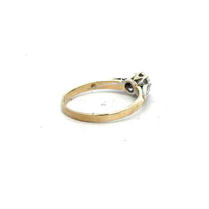9ct yellow gold diamond ring in size P with sparkling diamonds, showcasing elegant jewelry design.